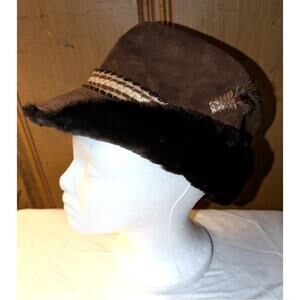 Vintage Dorfman Pacific Oakland CA Leather / Fur Lined Fedora Union Made Large